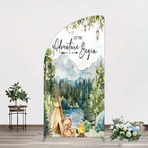 Aperturee Aperturee Camping Adventure Begin Bear Baby Shower Half Moon Arch Backdrop